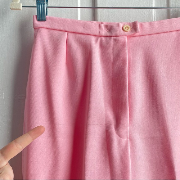 Vintage 70s Bubblegum Pink Dagger Collar Leisure Suit, 4-Pocket Jacket - Picture 10 of 11